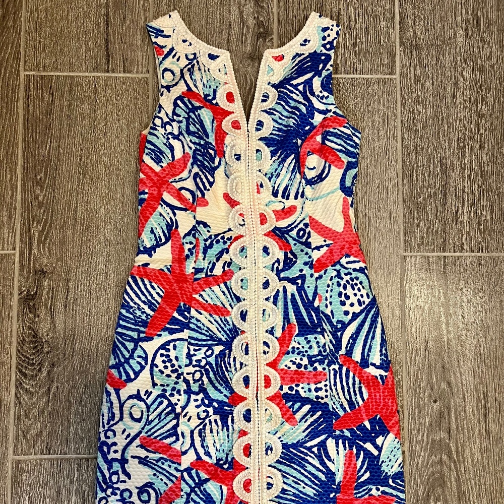 Lilly Pulitzer Janice Shift Dress, 00, Resort White She She Shells
